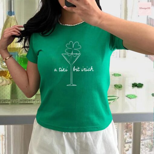 St. Patrick's Martini Irish Baby Tee, Lucky Girl Martini Cocktail Baby Tee, Cute Green Shamrock Martini Tee