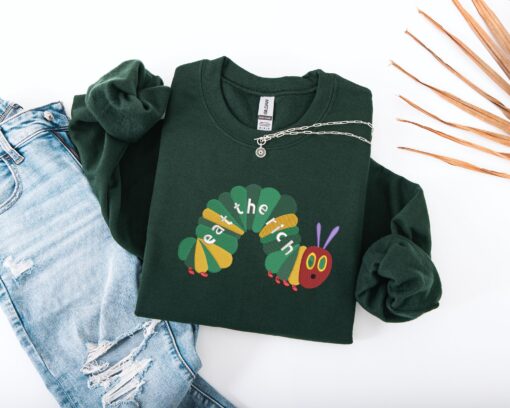 Embroidery Eat The Rich Sweatshirt, Hungry Caterpillar Sweatshirt, Bookish Shirt, Embroidered Caterpillar Sweatshirt