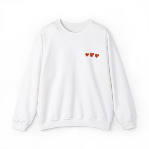 Sweatshirt With Orange Heart Print On Chest, Small Heart, Long Sleeve, Round Neck, Casual Wear - Image 4
