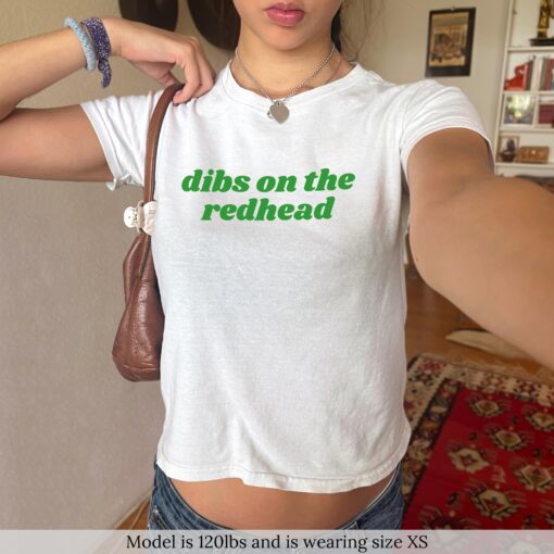 Dibs On The Redhead Baby Tee, Shirt Y2K, Lucky Shirt, Women T Shirt, Gifts For Her, Irish Baby Tee - Image 2