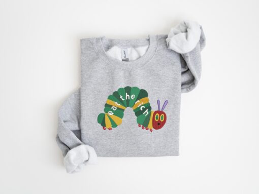Embroidery Eat The Rich Sweatshirt, Hungry Caterpillar Sweatshirt, Bookish Shirt, Embroidered Caterpillar Sweatshirt - Image 6