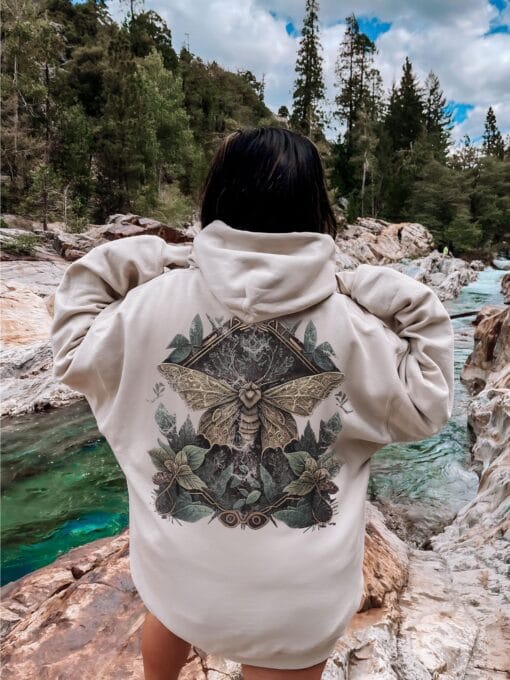 Vintage Moth Hoodie, Cottage Core Hoodie, Fairycore Top, Trendy Woodland Shirt - Image 2
