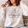 Happy Easter Sweatshirt, Floral Bunny Sweatshirt, Spring Sweater, Flowers Sweater, Easter Shirt