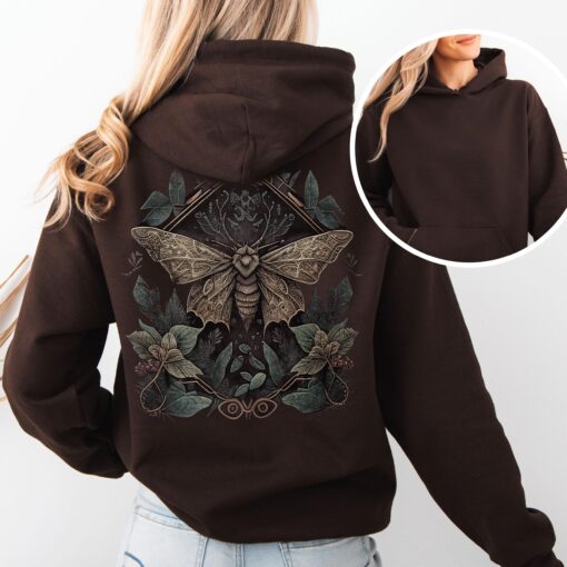 Vintage Moth Hoodie, Cottage Core Hoodie, Fairycore Top, Trendy Woodland Shirt - Image 3