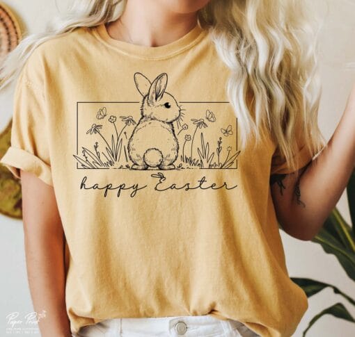 Happy Easter Sweatshirt, Floral Bunny Sweatshirt, Spring Sweater, Flowers Sweater, Easter Shirt - Image 3