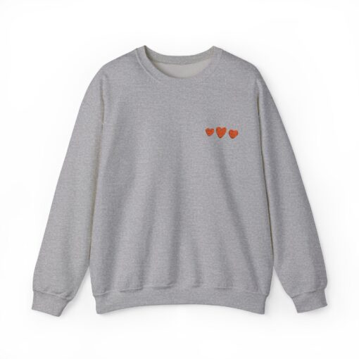 Sweatshirt With Orange Heart Print On Chest, Small Heart, Long Sleeve, Round Neck, Casual Wear - Image 2
