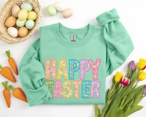 Happy Easter Sweatshirt, Womens Easter Shirt, Funny Easter Sweater, Easter Gift, Cute Easter Shirt - Image 2