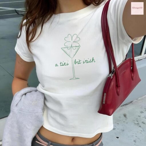 St. Patrick's Martini Irish Baby Tee, Lucky Girl Martini Cocktail Baby Tee, Cute Green Shamrock Martini Tee - Image 6