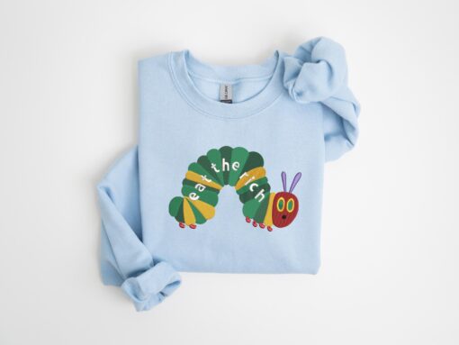 Embroidery Eat The Rich Sweatshirt, Hungry Caterpillar Sweatshirt, Bookish Shirt, Embroidered Caterpillar Sweatshirt - Image 4