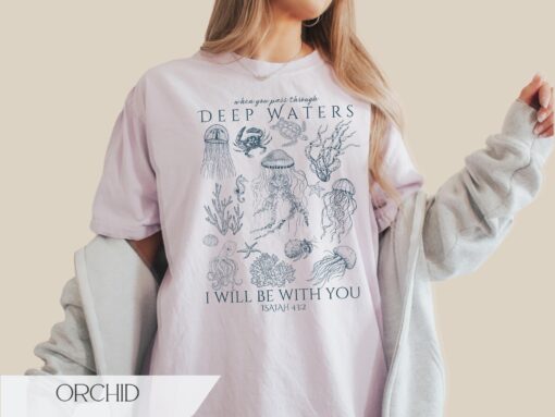 Christian Ocean Animal Shirt, Coastal Sea Life Tshirt, Trendy Beachy Oversized Scripture Tee, Faith Apparel Gift - Image 2