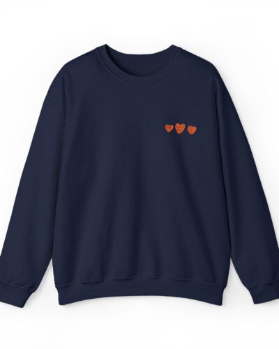 Sweatshirt With Orange Heart Print On Chest, Small Heart, Long Sleeve, Round Neck, Casual Wear