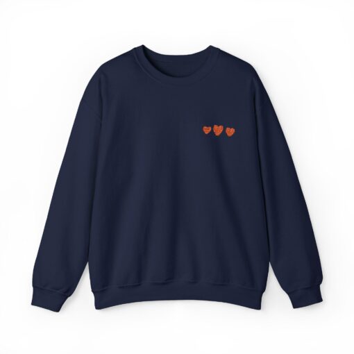 Sweatshirt With Orange Heart Print On Chest, Small Heart, Long Sleeve, Round Neck, Casual Wear