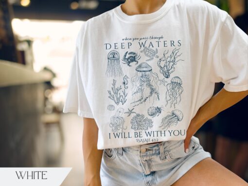 Christian Ocean Animal Shirt, Coastal Sea Life Tshirt, Trendy Beachy Oversized Scripture Tee, Faith Apparel Gift - Image 4