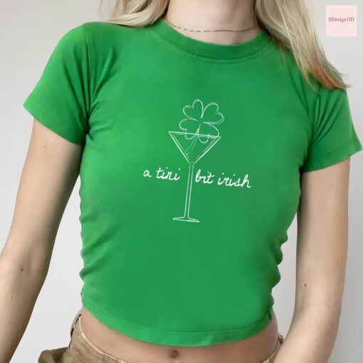 St. Patrick's Martini Irish Baby Tee, Lucky Girl Martini Cocktail Baby Tee, Cute Green Shamrock Martini Tee - Image 5