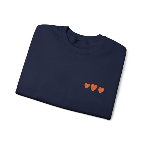 Sweatshirt With Orange Heart Print On Chest, Small Heart, Long Sleeve, Round Neck, Casual Wear - Image 5