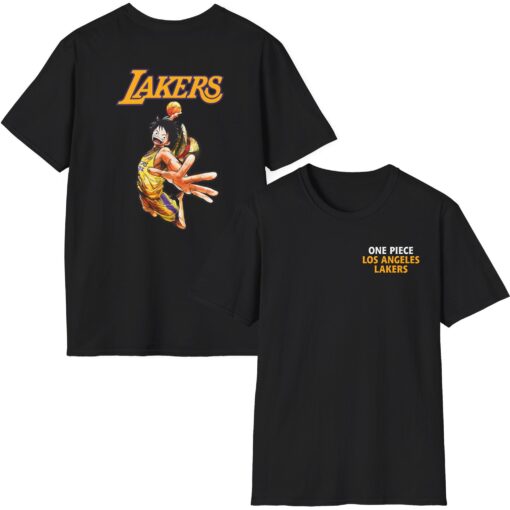 One Piece X Lakers Shirt, Luffy Lakers Shirt, One Piece Basketball Tee, Luffy Shirt