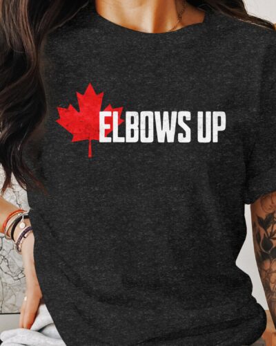 Elbows Up Canada T-Shirt, True North Strong and Free, Canadian Hockey Culture