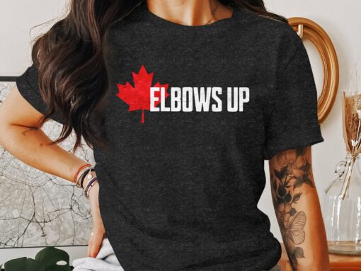 Elbows Up Canada T-Shirt, True North Strong and Free, Canadian Hockey Culture