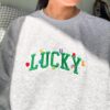 Lucky Embroidered Sweatshirt, Cute Saint Patrick's Day Retro Crewneck, Lucky Charms Sweater
