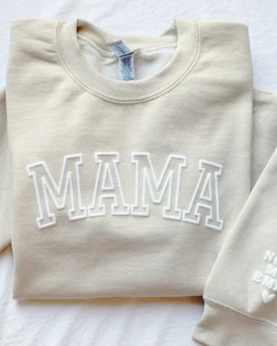 Personalized Mama Sweatshirt with Kid Names on Sleeve, Mothers Day Gift, Birthday Gift for Mom