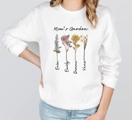 Grandma's Garden Sweatshirt, Custom Birthflower Sweatshirt, Gift for Grandma, Love Grows Here, Mom's Garden - Image 7