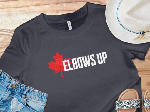 Elbows Up Canada T-Shirt, True North Strong and Free, Canadian Hockey Culture - Image 6