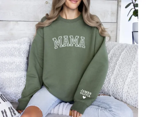 Personalized Mama Sweatshirt with Kid Names on Sleeve, Mothers Day Gift, Birthday Gift for Mom - Image 5