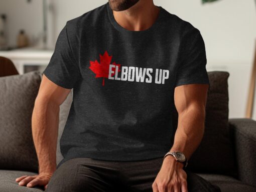 Elbows Up Canada T-Shirt, True North Strong and Free, Canadian Hockey Culture - Image 2