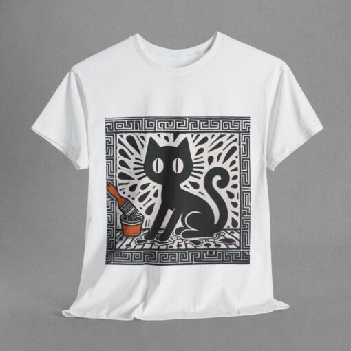 Whimsical Cat Graphic Tee, Great for Cat Lovers, Unique Gift, Cozy Comfort, Cute Top - Image 2