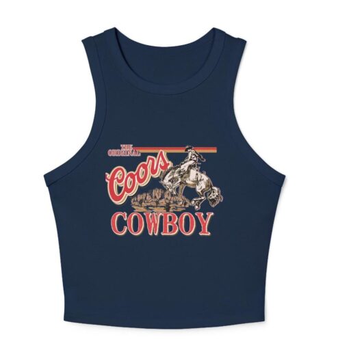 Coors Cowboy Tank Top, Women Concert Crop Tank Top, Ribbed Crop Tank, Vintage Cowboy Rodeo Tank Top - Image 3