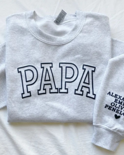 Personalized Dad Sweatshirt with Kid Names on Sleeve, Fathers Day Gift, Birthday Gift for Dad