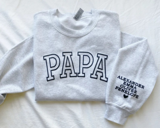 Personalized Dad Sweatshirt with Kid Names on Sleeve, Fathers Day Gift, Birthday Gift for Dad
