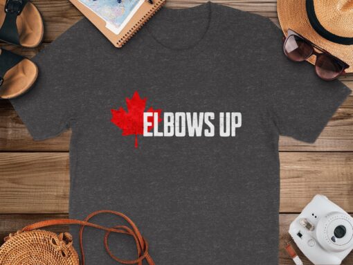 Elbows Up Canada T-Shirt, True North Strong and Free, Canadian Hockey Culture - Image 5