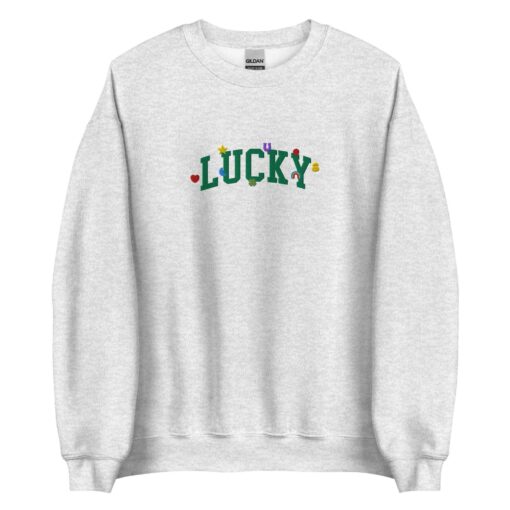 Lucky Embroidered Sweatshirt, Cute Saint Patrick's Day Retro Crewneck, Lucky Charms Sweater - Image 5